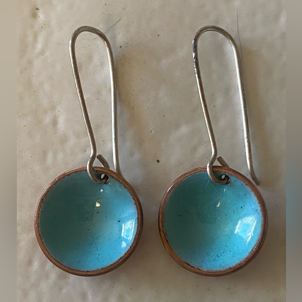 Handmade Enameled & Copper Earrings